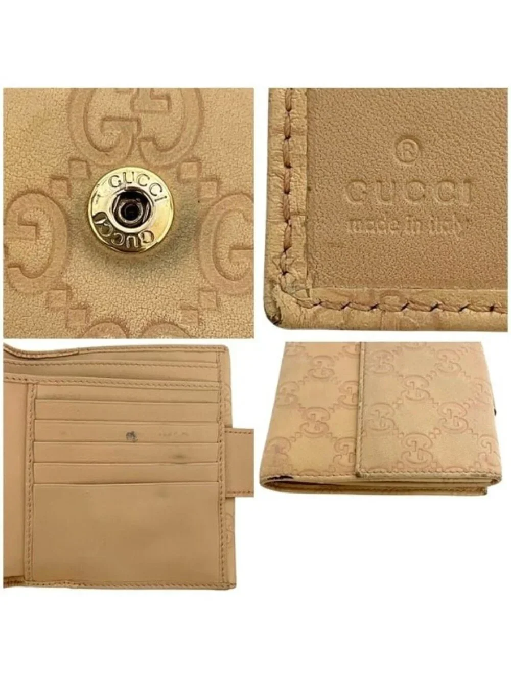 Gucci Fold Wallet with Beige Stripe Line Double Hook - Picture 5 of 11